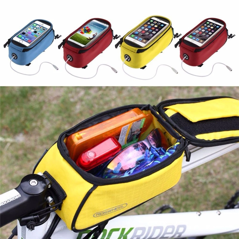 Cycling Handlebar Bag Frame Front Top Tube Bag PU Material Waterproof Touch Screen Protector MTB Moutain Road Bike Bicycle Bag